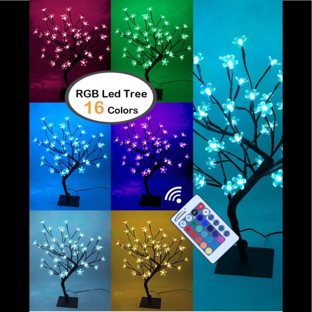 Lightshare 18 Inch Cherry Blossom Bonsai Tree accent light with 48 LED Lights